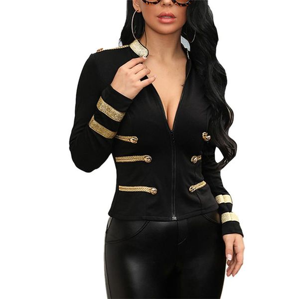 women's jackets british style blazer suit long sleeve stand collar retro zip closure exquisite buttons jacket clothing on sale, Black;brown
women's jackets british style blazer suit long sleeve stand collar retro zip closure exquisite buttons jacket clothing on sale, Black;brown