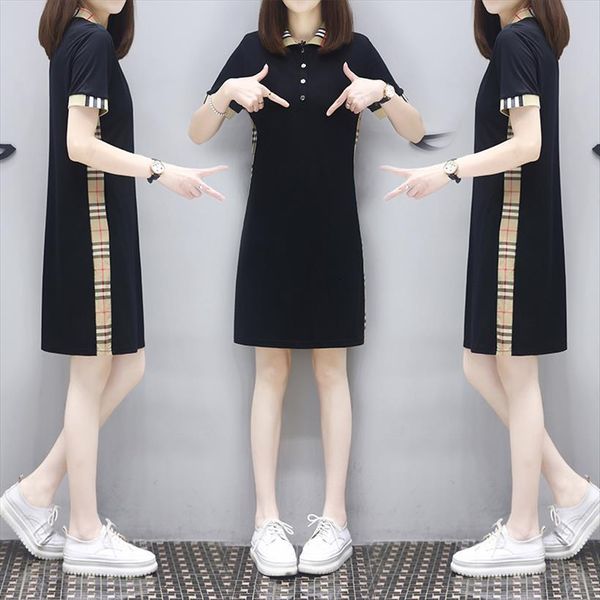 summer temperament slimming plaid women dresses mid length polo collar long t shirt loose casual plus size, Black;gray
summer temperament slimming plaid women dresses mid length polo collar long t shirt loose casual plus size, Black;gray