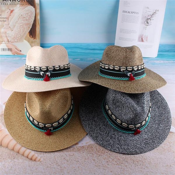 wide brim hats bell-shaped ladies hat shell straw jazz ethnic style retro for women outdoor travel sunscreen, Blue;gray
wide brim hats bell-shaped ladies hat shell straw jazz ethnic style retro for women outdoor travel sunscreen, Blue;gray