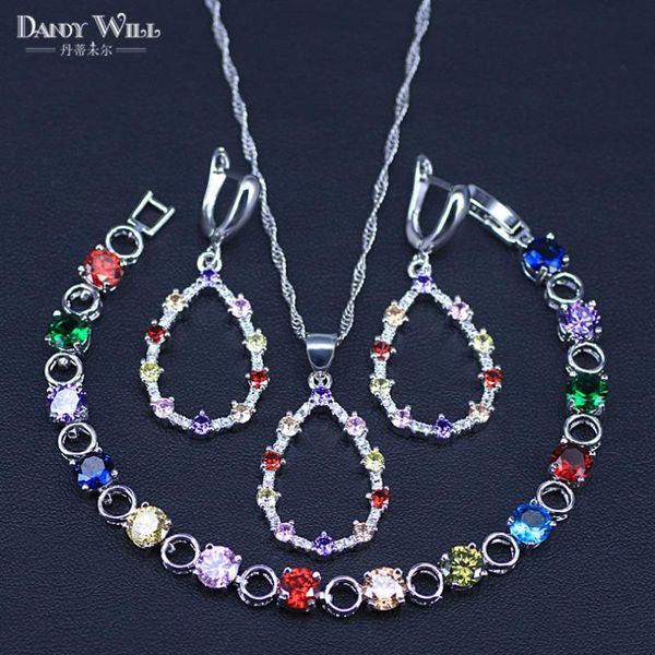 earrings & necklace pear jewelry multicolor cubic zirconia sets for women wedding bracelets with stones necklac, Silver
earrings & necklace pear jewelry multicolor cubic zirconia sets for women wedding bracelets with stones necklac, Silver