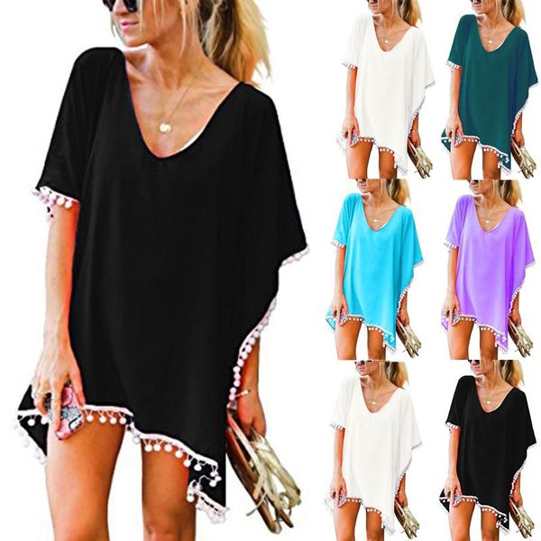 women's swimwear 2021 chiffon tassels beach wear women swimsuit cover up bathing suits summer mini dress loose ups robe de plag, White;black
women's swimwear 2021 chiffon tassels beach wear women swimsuit cover up bathing suits summer mini dress loose ups robe de plag, White;black