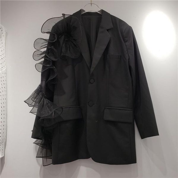 women's suits & blazers autumn vintage pleated net yarn patchwork sleeve women notched collar loose casual long female black suit jacke, White;black
women's suits & blazers autumn vintage pleated net yarn patchwork sleeve women notched collar loose casual long female black suit jacke, White;black