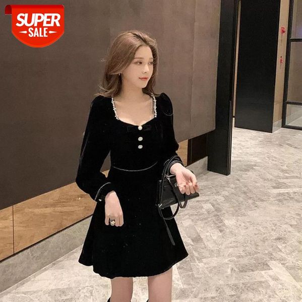 korean dress retro hepburn style square neck velvet skirt for women #dl3f, White;black
korean dress retro hepburn style square neck velvet skirt for women #dl3f, White;black