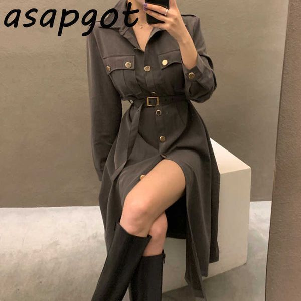 korea chic autumn light mature style long a line safari metal single-breasted turn down collar dress women with belt retro 210610, Black;gray
korea chic autumn light mature style long a line safari metal single-breasted turn down collar dress women with belt retro 210610, Black;gray