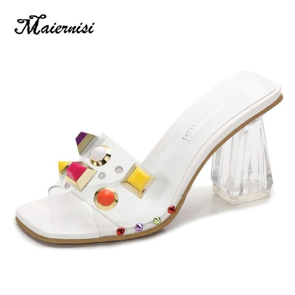 slippers maiernisi women crystal 8cm high heels mules shales slides female rivets transparent fashion nude shoes plus size, Black
slippers maiernisi women crystal 8cm high heels mules shales slides female rivets transparent fashion nude shoes plus size, Black