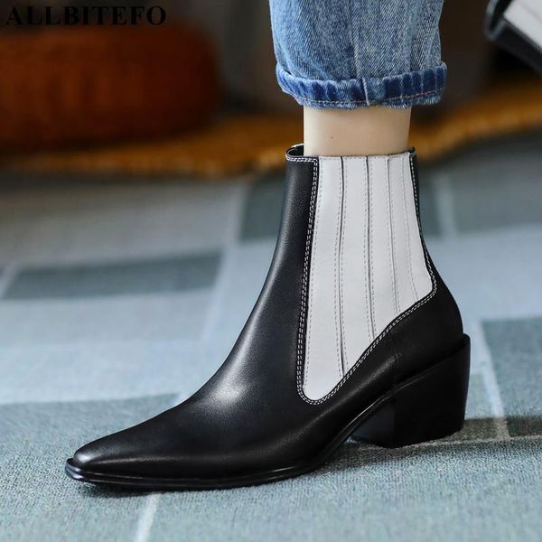 boots allbitefo elastic band soft genuine leather ankle ponted toe thick heel non-slip high shoes autumn women, Black
boots allbitefo elastic band soft genuine leather ankle ponted toe thick heel non-slip high shoes autumn women, Black