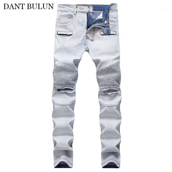 men jeans brand skinny ripped hole pants destroyed stretch moto slim fit hop pleated denim hight street for men's, Blue
men jeans brand skinny ripped hole pants destroyed stretch moto slim fit hop pleated denim hight street for men's, Blue
