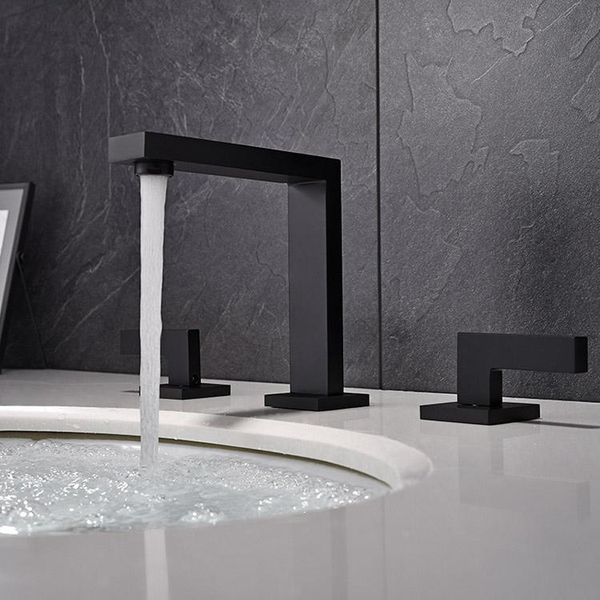 concise solid brass black 3 holes 2 handles bathroom sink faucet set cold water basin mixer tap copper faucets
concise solid brass black 3 holes 2 handles bathroom sink faucet set cold water basin mixer tap copper faucets