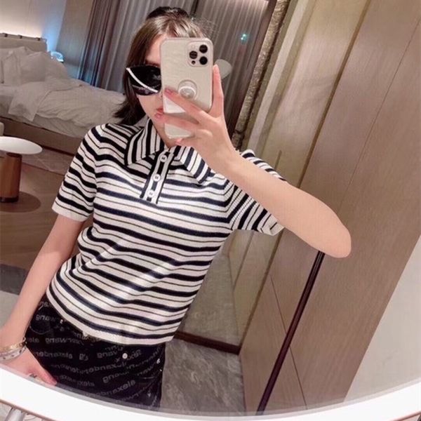 21 spring and summer new stripe lapel knitted short sleeve polo trend women slim, White
21 spring and summer new stripe lapel knitted short sleeve polo trend women slim, White