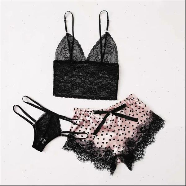 lingerie lace bra women sleepwear crop shorts pajamas set elegant ladies underwear 3pcs night suit casual nighty, Black;red
lingerie lace bra women sleepwear crop shorts pajamas set elegant ladies underwear 3pcs night suit casual nighty, Black;red