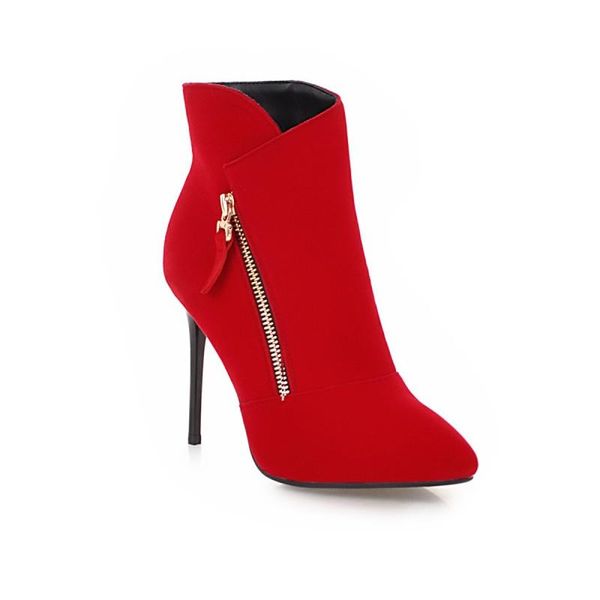 boots big size pointed stiletto women shoes ankle for ladies woman winter, Black