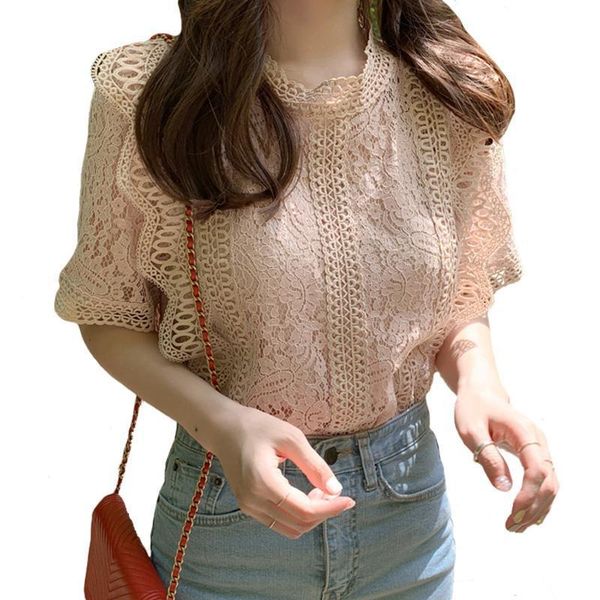 korean womens shirts fashion retro hollowed out blouse short sleeve summer lace ruffles women chiffon shirt, White
korean womens shirts fashion retro hollowed out blouse short sleeve summer lace ruffles women chiffon shirt, White