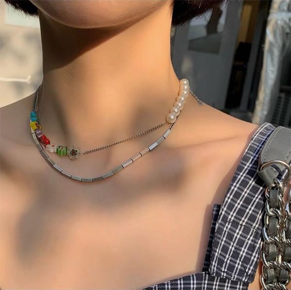 pendant necklaces origin summer double-layer asymmetry flower faux pearl bead chokers necklace titanium steel geometric jewelry for women, Silver
pendant necklaces origin summer double-layer asymmetry flower faux pearl bead chokers necklace titanium steel geometric jewelry for women, Silver