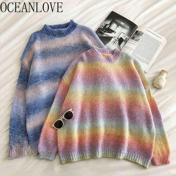 autumn winter woman sweaters vintage rainbow striped sweet pull femme hiver ins korean mujer sueteres 19360 210415, White;black
autumn winter woman sweaters vintage rainbow striped sweet pull femme hiver ins korean mujer sueteres 19360 210415, White;black