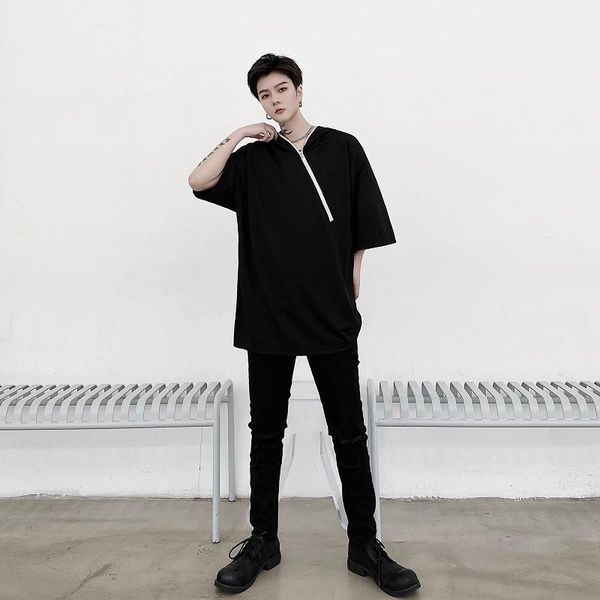 men's t-shirts yamamoto style oblique zipper niche design deep black men and women with summer loose large size short sleeves, White;black
men's t-shirts yamamoto style oblique zipper niche design deep black men and women with summer loose large size short sleeves, White;black