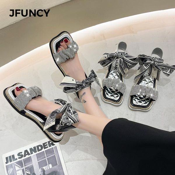 sandals jfuncy shiny rhinestone women's summer women platform temperament lace bow open toe flats female sandal, Black
sandals jfuncy shiny rhinestone women's summer women platform temperament lace bow open toe flats female sandal, Black