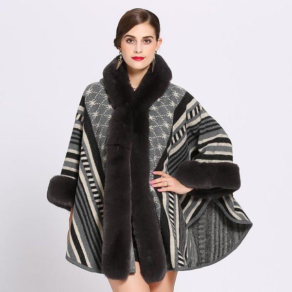 scarves style for autumn and winter women's imitation fur collar hooded knit shawl cloak factory direct, Blue;gray
scarves style for autumn and winter women's imitation fur collar hooded knit shawl cloak factory direct, Blue;gray