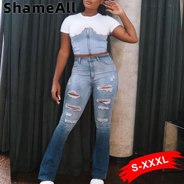 ripped gradient color mid waist flare jeans 3xl vintage streetwear baggy holes riped denim pants distressed bell bottom women's, Blue
ripped gradient color mid waist flare jeans 3xl vintage streetwear baggy holes riped denim pants distressed bell bottom women's, Blue