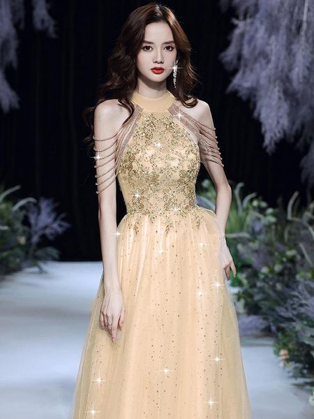 casual dresses elegant champagne halter tassel long party dress beadings gold glitter fashion sequins evening gowns for wedding, Black;gray
casual dresses elegant champagne halter tassel long party dress beadings gold glitter fashion sequins evening gowns for wedding, Black;gray