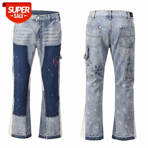 street heavy industry wash water to make old splash ink stitching deconstructed flared pants retro style personality stacking jeans #fw9d, Black
street heavy industry wash water to make old splash ink stitching deconstructed flared pants retro style personality stacking jeans #fw9d, Black