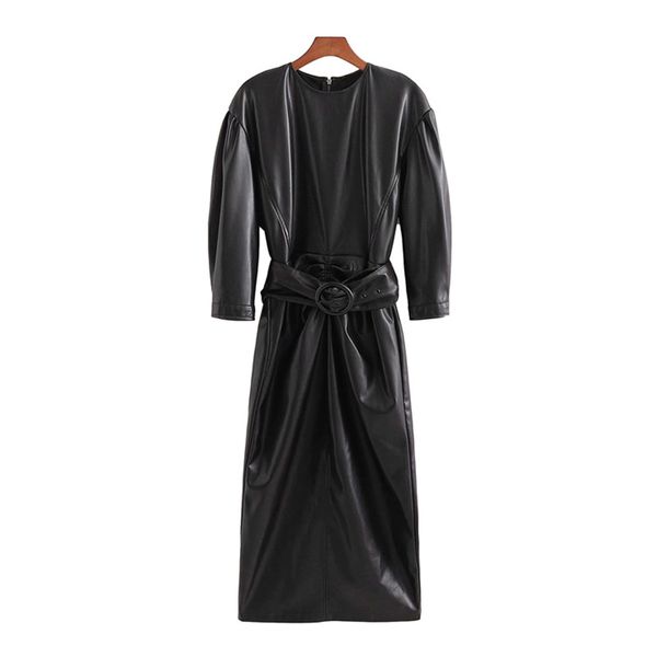 vintage woman black leather sashes long dress fashion ladies fall sleeve pu es female cool solid color 210515, Black;gray
vintage woman black leather sashes long dress fashion ladies fall sleeve pu es female cool solid color 210515, Black;gray