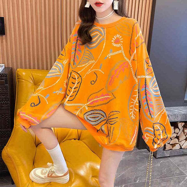 autumn and winter 2021 new korean loose large women's wear 200kg fat mm plant ins printed thin sweater fashion, Blue;black
autumn and winter 2021 new korean loose large women's wear 200kg fat mm plant ins printed thin sweater fashion, Blue;black