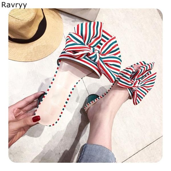 red green mixed color striped designer woman summer sandals retro style bowknot decor open toe slippers slip-on flat female shoe, Black
red green mixed color striped designer woman summer sandals retro style bowknot decor open toe slippers slip-on flat female shoe, Black