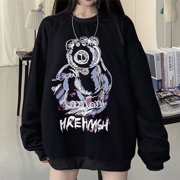 women's sweaters hoodies super fire cec bear printed sweater spring and autumn korean inschao dark series loose cv9i, White;black
women's sweaters hoodies super fire cec bear printed sweater spring and autumn korean inschao dark series loose cv9i, White;black