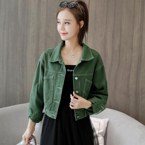 women's jackets single-row button bat sleeve short denim jacket for girls coats and women, Black;brown
women's jackets single-row button bat sleeve short denim jacket for girls coats and women, Black;brown