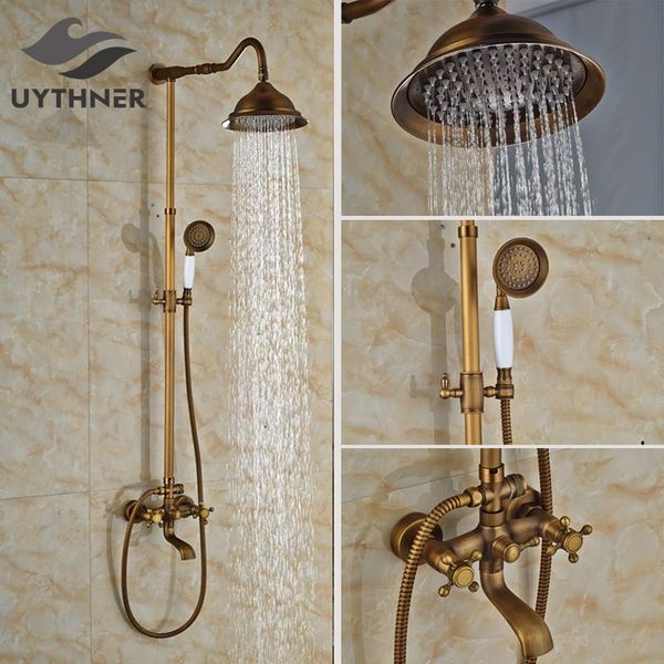 ly us retro antique brass shower faucet set 8 inch rain head w/ ceramic hand sprayer dual handles bathroom sets
ly us retro antique brass shower faucet set 8 inch rain head w/ ceramic hand sprayer dual handles bathroom sets