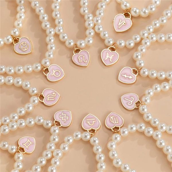 chokers 12 constellation heart pendant necklace for women fashion simple imitation pearl choker collier jewelry, Golden;silver
chokers 12 constellation heart pendant necklace for women fashion simple imitation pearl choker collier jewelry, Golden;silver