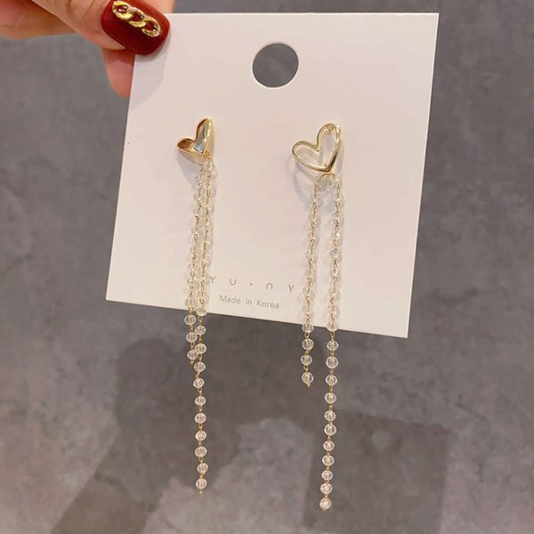 s925 silver needle korea east gate crystal love women's long tassel small earrings simple temperament ear accessories, Black
s925 silver needle korea east gate crystal love women's long tassel small earrings simple temperament ear accessories, Black