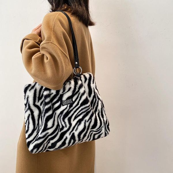 evening bags vintage women shoulder bag zebra stripes cow print design casual autumn winter plush handbags
evening bags vintage women shoulder bag zebra stripes cow print design casual autumn winter plush handbags