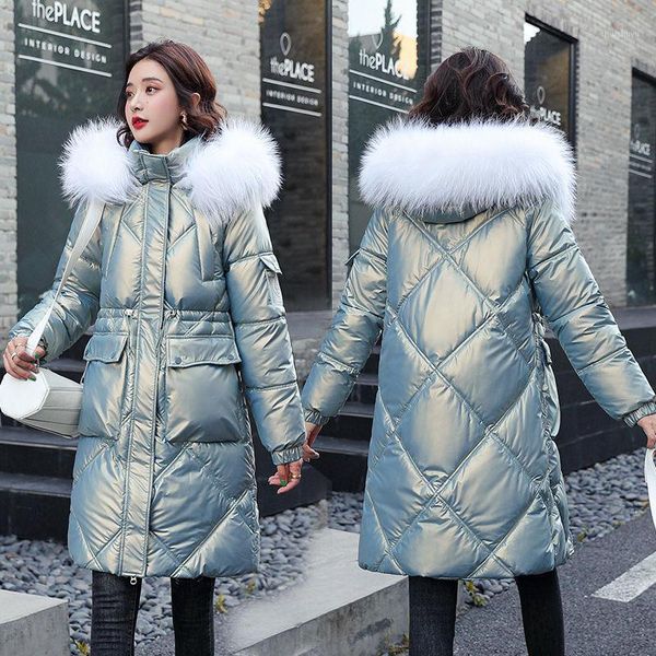 women's down & parkas 2021 glossy long winter jacket thick big fur collar hooded cotton women coat warm slim rainproof snow outwear fem, Black
women's down & parkas 2021 glossy long winter jacket thick big fur collar hooded cotton women coat warm slim rainproof snow outwear fem, Black