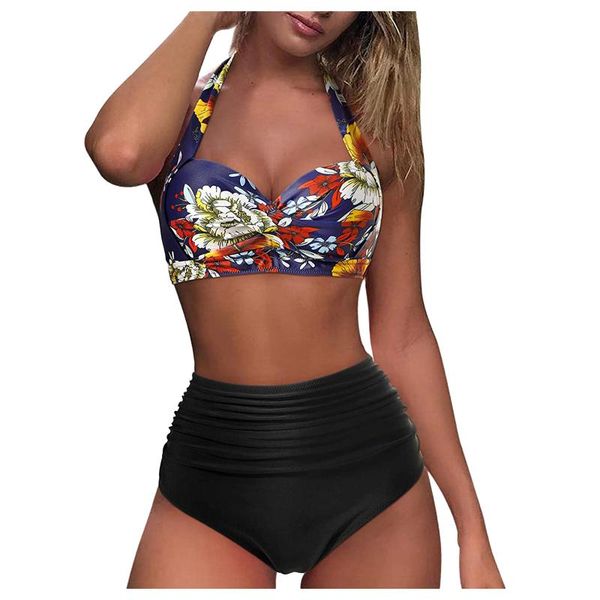 women's swimwear halter women swimsuits summer 2021 print bikini plus size swimsuit one piece, White;black
women's swimwear halter women swimsuits summer 2021 print bikini plus size swimsuit one piece, White;black
