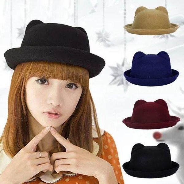 stingy brim hats fashion women winter devil hat cute kitty cat ears wool bowler cap sl, Blue;gray
stingy brim hats fashion women winter devil hat cute kitty cat ears wool bowler cap sl, Blue;gray
