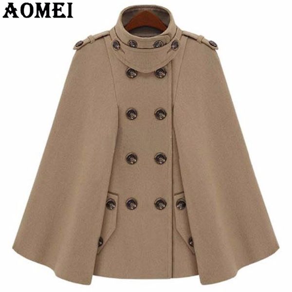 fashion camel color woolen coats cloak for women workwear winter office lady outwear double button spring overcoat cape 210416, Black;brown 
fashion camel color woolen coats cloak for women workwear winter office lady outwear double button spring overcoat cape 210416, Black;brown