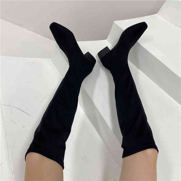 fashion women knee high boots round toe thick mid heels knight slip on sock stretch elastic black plus size 42 210513
fashion women knee high boots round toe thick mid heels knight slip on sock stretch elastic black plus size 42 210513
