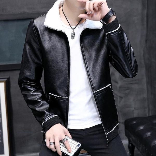 men's fur & faux plus velvet thick leather jacket men winter casual lambswool slim fit warm coat motorcycle lambskin lapel maggie', Black
men's fur & faux plus velvet thick leather jacket men winter casual lambswool slim fit warm coat motorcycle lambskin lapel maggie', Black
