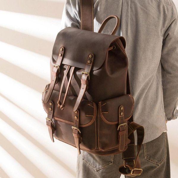 backpack retro leather backpack, large-capacity handmade multi-function first-layer men's trendy travel bag
backpack retro leather backpack, large-capacity handmade multi-function first-layer men's trendy travel bag