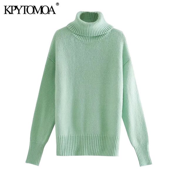 women fashion soft touch loose knitted sweater vintage high neck long sleeve female pullovers chic 210416, White;black
women fashion soft touch loose knitted sweater vintage high neck long sleeve female pullovers chic 210416, White;black