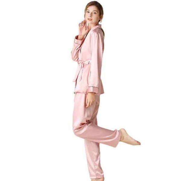 sleepwear fashion women's cardigan lapel silk comfortable lace up long sleeve trousers two piece set, Black;red
sleepwear fashion women's cardigan lapel silk comfortable lace up long sleeve trousers two piece set, Black;red