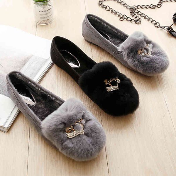 dress shoes crystal decoration large size women's winter loafers furry moccasin ballet plush warm woman rabbit flats 9ro9, Black
dress shoes crystal decoration large size women's winter loafers furry moccasin ballet plush warm woman rabbit flats 9ro9, Black