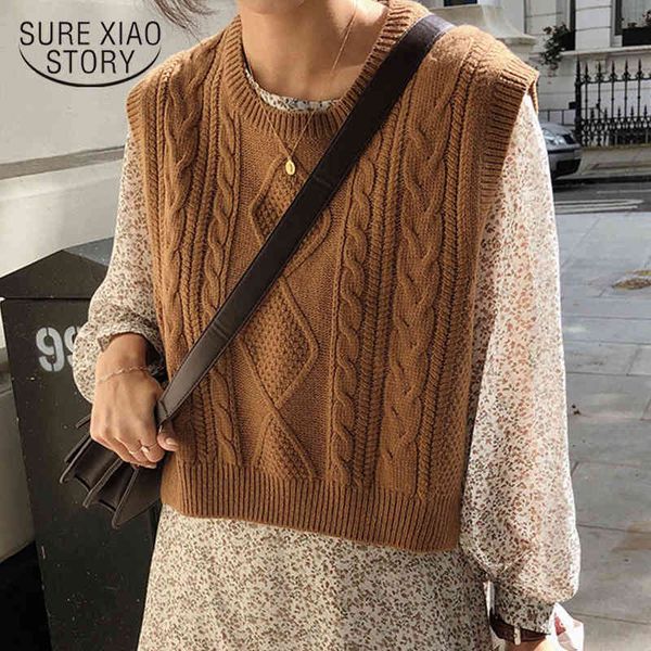 autumn winter sleeveless knitted short casual o-neck sweater vintage pullover knit vest women 10975 210415, White;black
autumn winter sleeveless knitted short casual o-neck sweater vintage pullover knit vest women 10975 210415, White;black