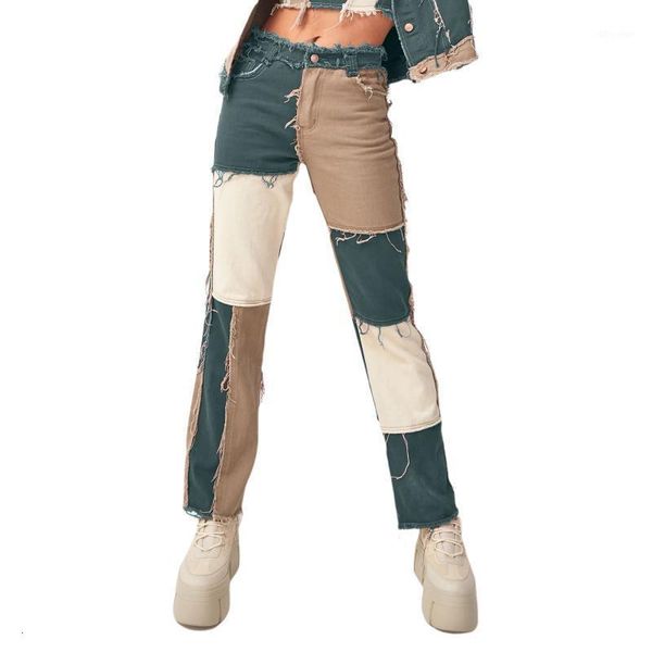 women's & capris women fashion paneled straight-leg pants patchwork jeans mid-rise color block loose casual wide-leg trousers with pock, Black;white
women's & capris women fashion paneled straight-leg pants patchwork jeans mid-rise color block loose casual wide-leg trousers with pock, Black;white