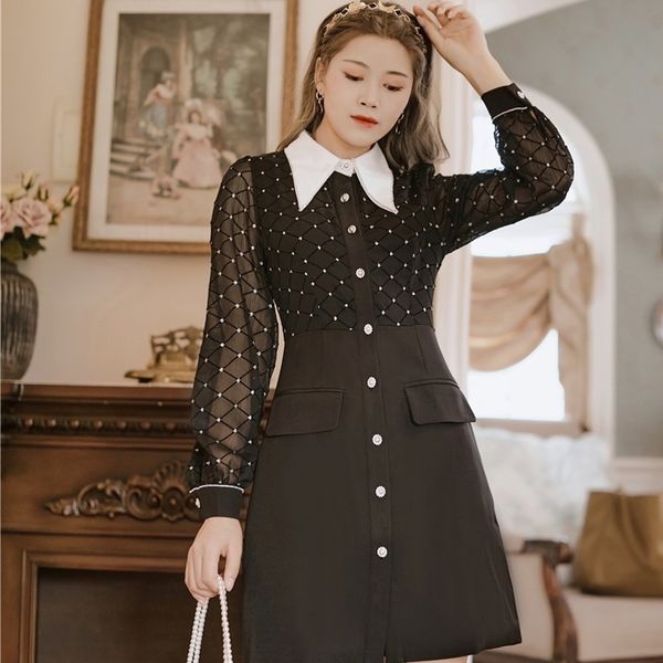 llzacoosh fashion autumn women single breasted turn down collar long sleeve ladies elegant patchwork mini dress vestido 210514, Black;gray
llzacoosh fashion autumn women single breasted turn down collar long sleeve ladies elegant patchwork mini dress vestido 210514, Black;gray