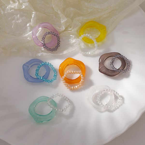 resin candy color transparent band rings niche design two-piece set combination joint ring light luxury acrylic crystal beaded index all-mat, Silver
resin candy color transparent band rings niche design two-piece set combination joint ring light luxury acrylic crystal beaded index all-mat, Silver
