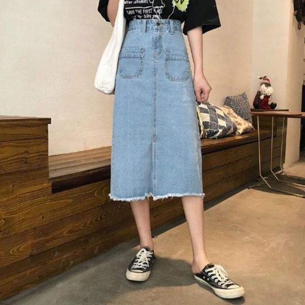 skirts spring women leisure denim female high waist pockets design split hem tassel midi skirt student chic streetwear saias, Black
skirts spring women leisure denim female high waist pockets design split hem tassel midi skirt student chic streetwear saias, Black