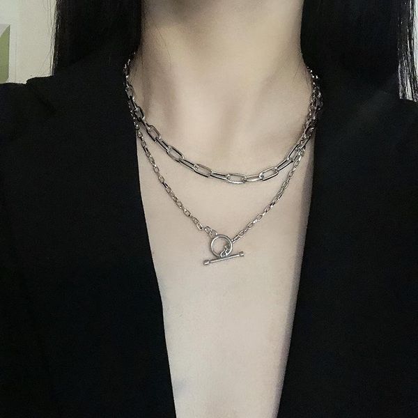 chains personality double necklace female cold wind temperament fashion metal tide chain clavicle stainless steel jewelr, Silver
chains personality double necklace female cold wind temperament fashion metal tide chain clavicle stainless steel jewelr, Silver