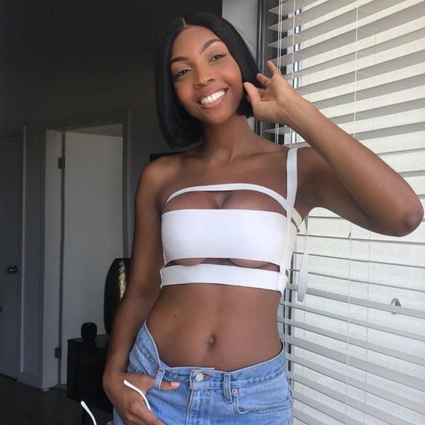 women's tanks & camis women one shoulder strap crop vest sleeveless t-shirt tank summer bare bandage bondage cut-out short tee shirt, White
women's tanks & camis women one shoulder strap crop vest sleeveless t-shirt tank summer bare bandage bondage cut-out short tee shirt, White